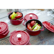 Load image into Gallery viewer, Staub Mini Round Cast Iron Cocotte, Cherry Red - 10cm, 0.26 Liters