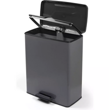Load image into Gallery viewer, Curver Deco Pedal Bin - 65 Liters, Cool Grey, open lid.