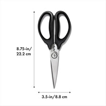 Load image into Gallery viewer, OXO Good Grips Kitchen and Herb Scissors - Black, with dimensions.