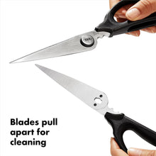 Load image into Gallery viewer, OXO Good Grips Kitchen and Herb Scissors - Black, blades pulled apart.