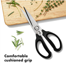 Load image into Gallery viewer, OXO Good Grips Kitchen and Herb Scissors - Black, cushioned grip.