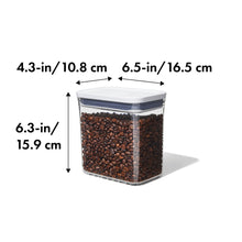 Load image into Gallery viewer, OXO Good Grips Pop Container - Rectangular Short, 1600ml, with dimensions.