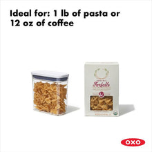 Load image into Gallery viewer, OXO Good Grips Pop Container - Slim Rectangular Short, 1135ml filled with pasta.