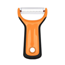 Load image into Gallery viewer, OXO Julienne Prep Y-Peeler - Black/ Orange, back view.