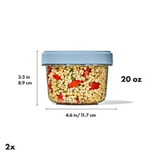 Load image into Gallery viewer, OXO Good Grips Twist & Stack Container, Pack of 2 - 591ml, graphics with dimensions.