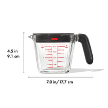 Load image into Gallery viewer, OXO Good Grips Glass Measuring Cup with Lid - 500ml, dimensions.