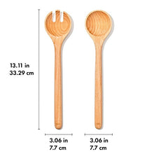 Load image into Gallery viewer, OXO Good Grips Beechwood Salad Servers, 2-Piece Set, graphic with dimensions.