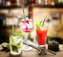 Load image into Gallery viewer, Lifestyle image of Gefu Future Stainless Steel Straws - Pack of 4, 23cm.