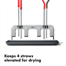 Load image into Gallery viewer, OXO Good Grips Water Bottle Drying Rack, in use with straw setup.