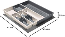 Load image into Gallery viewer, OXO Good Grips Expandable Utensil Drawer Organizer - 41.5 x 45.85 x 6.32cm, graphics with dimensions.