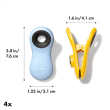 Load image into Gallery viewer, OXO Good Grips Magnetic All-Purpose Bag Clips - Pack of 4, graphics with dimensions.