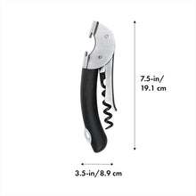 Load image into Gallery viewer, OXO Good Grips Double Lever Waiter's Corkscrew - Stainless Steel, graphics with dimensions.