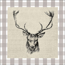 Load image into Gallery viewer, Ambiente Checked Stag Head Brown Napkins - Large