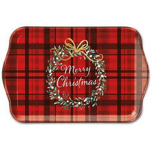 Load image into Gallery viewer, Ambiente Melamine Tray Christmas Plaid Red - 13x21cm