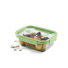 Load image into Gallery viewer, Lekue 100% Glass Leak Proof Rectangular Food Containers - 1520ml, Green (with Glass lids)