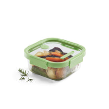 Load image into Gallery viewer, Lekue 100% Glass Leak Proof Square Food Containers - 1100ml, Green (with Glass lids)