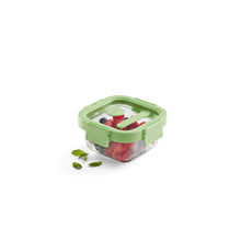 Load image into Gallery viewer, Lekue 100% Glass Leak Proof Square Food Containers - 320ml, Green (with Glass lids)
