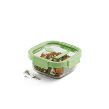 Load image into Gallery viewer, Lekue 100% Glass Leak Proof Square Food Containers - 800ml, Green (with Glass lids)