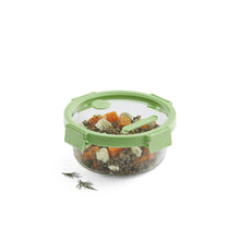 Load image into Gallery viewer, Lekue 100% Glass Leak Proof Round Food Containers - 950ml, Green (with Glass lids)