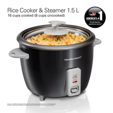 Load image into Gallery viewer, Hamilton Beach Rice Cooker & Steamer, 8 Cups Uncooked Rice - 1.5 Liters, 500W