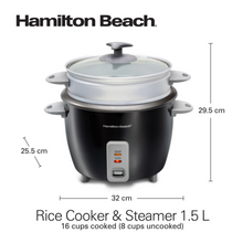 Load image into Gallery viewer, Hamilton Beach Rice Cooker & Steamer, 8 Cups Uncooked Rice - 1.5 Liters, 500W
