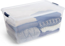 Load image into Gallery viewer, Rubbermaid Clever tore Clear Plastic Storage Bins with Lids, 90 Liters - 73.6 x 45.7 x 33.7cm