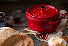 Load image into Gallery viewer, Staub Round Cast Iron Cocotte, Cherry Red - 30cm, 8.2 Liters