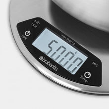 Load image into Gallery viewer, Brabantia Profile Digital Kitchen Scale + Timer - Up to 5kg, Matt Steel