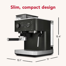 Load image into Gallery viewer, Semi Automatic Espresso Machine with Burr Grinder - Cast Iron Black