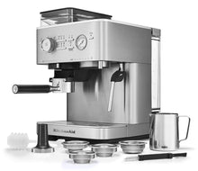 Load image into Gallery viewer, Semi Automatic Espresso Machine with Burr Grinder - Brushed Stainless Steel