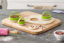Load image into Gallery viewer, Ibili Set of 3 Wavy Cookie Cutters with Top Handle 5-7cm, lifestyle image.