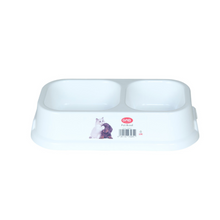 Load image into Gallery viewer, Gab Plastic Pet Food Bowl with 2 Cavities, Small - Available in Several Colors