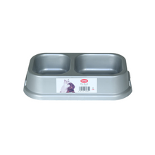 Load image into Gallery viewer, Gab Plastic Pet Food Bowl with 2 Cavities, Small - Available in Several Colors