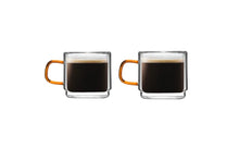 Load image into Gallery viewer, Vialli Design Set of 2 Double-Walled Espresso Cups Amber - 80ml