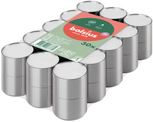 Load image into Gallery viewer, Bolsius Pack of 30 Tealight Candles, 8-hour Burn Time, angled view.
