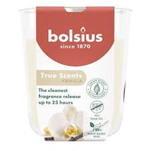 Load image into Gallery viewer, Bolsius True Scents Fragranced Candle in Glass - 80/73mm, Vanilla, front view.