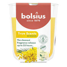Load image into Gallery viewer, Bolsius True Scents Fragranced Candle in Glass - 80/73mm, Mimosa, front view.