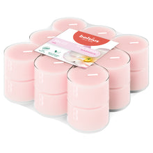 Load image into Gallery viewer, Bolsius True Scents Magnolia Tealight Candles, Scented - Pack of 18, 6-Hour Burn Time, Clear Cup, angled view.