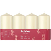 Load image into Gallery viewer, Bolsius NEW Set of 4 Unscented Pillar Candles, 100/48mm - Ivory.