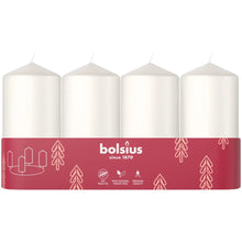 Load image into Gallery viewer, Bolsius NEW Set of 4 Unscented Pillar Candles, 100/48mm - White.