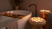 Load image into Gallery viewer, Lifestyle image of Bolsius Maxi Tealight Bag of 14 Candles - 10-hour Burn Time.