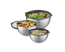 Load image into Gallery viewer, Gefu Mondi Stainless Steel Bowls with Covers - Set of 3 Bowls.