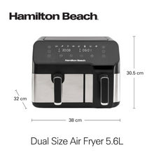 Load image into Gallery viewer, Hamilton Beach Digital Dual Air Fryer Oven with 8-in-1 Cooking Modes - 5.3L + 3.2L, 1700W