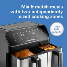 Load image into Gallery viewer, Hamilton Beach Digital Dual Air Fryer Oven with 8-in-1 Cooking Modes - 5.3L + 3.2L, 1700W