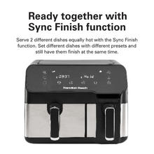 Load image into Gallery viewer, Hamilton Beach Digital Dual Air Fryer Oven with 8-in-1 Cooking Modes - 5.3L + 3.2L, 1700W