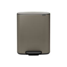 Load image into Gallery viewer, Brabantia Bo Pedal Bin - 60 Liters, Platinum, front view.