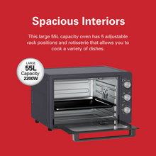 Load image into Gallery viewer, Hamilton Beach Convection Toaster Oven with Rotisserie Grill, 55 Liters - 2200W