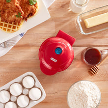 Load image into Gallery viewer, Dash Mini Waffle Maker Machine for Individuals, Paninis, Hash Browns, & Other On the Go Breakfast, Lunch, or Snacks with Easy to Clean, Non-Stick Sides, 4 Inch, Red