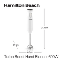 Load image into Gallery viewer, Hamilton Beach Turbo Boost Hand Blender with chopper, whisker, beaker - 700ml, 600W