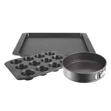 Load image into Gallery viewer, Tefal Easy Grip Bakeware Set of 3: Mini Muffins x 12, Baking Tray 29,5x41 & Springform 25cm
